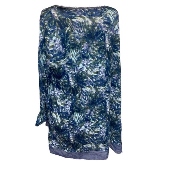 SIMPLY VERA TOP | ABSTRACT BLUE, BLACK, WHITE | RAW EDGE | CREW NECK | XL - Picture 8 of 8